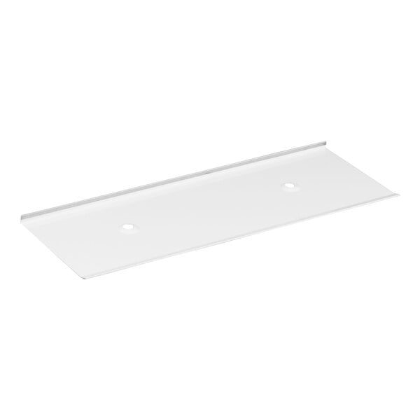 A clear frost shield panel with two holes, designed for Master-Bilt DD-26L ice cream dipping cabinets.