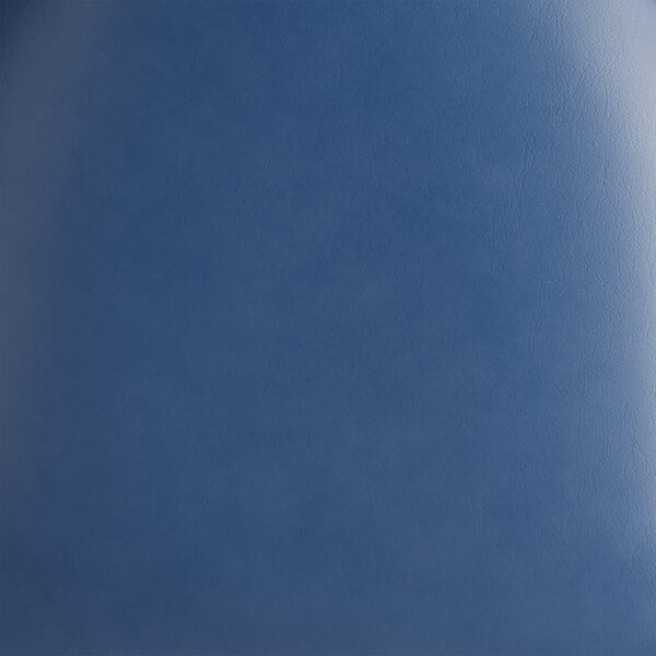 A blue vinyl padded chair seat.