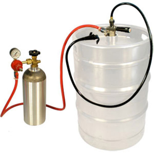 A Micro Matic gas cylinder with a pressure gauge.