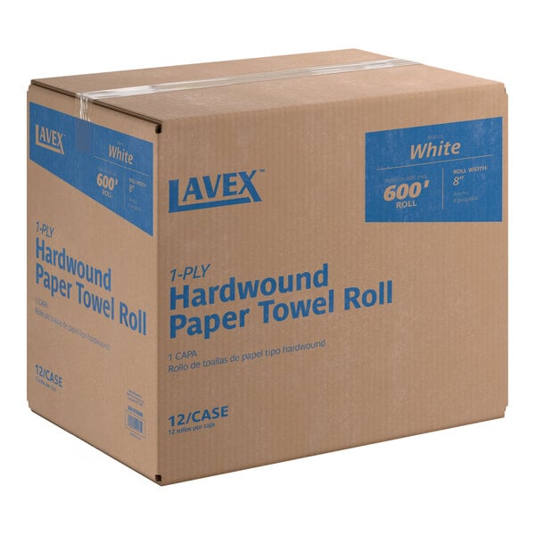 Lavex White Hardwound Paper Towel, 600 Feet / Roll - 12/Case