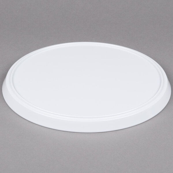 A white round GET Cabana melamine box lid.