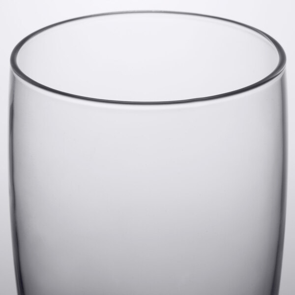 A close up of a Libbey Atrium cooler glass.