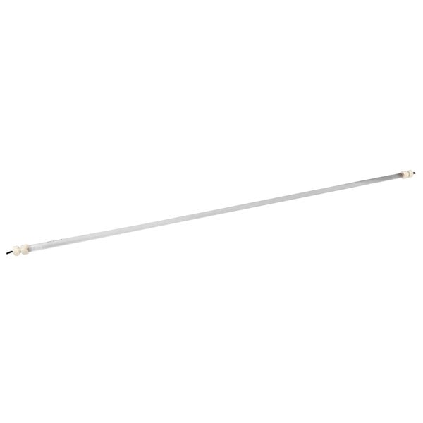 A long white quartz heating element with white caps on the ends.