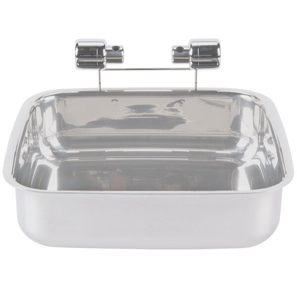 A stainless steel base for a Vollrath square chafer.