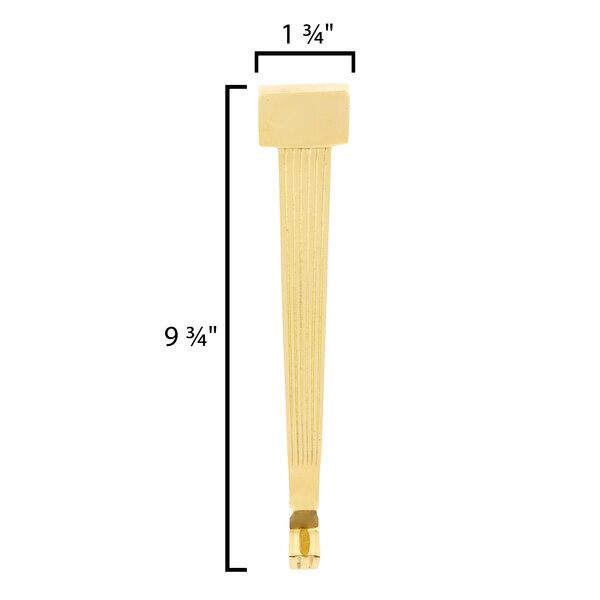 A white rectangular metal object with tall gold legs.