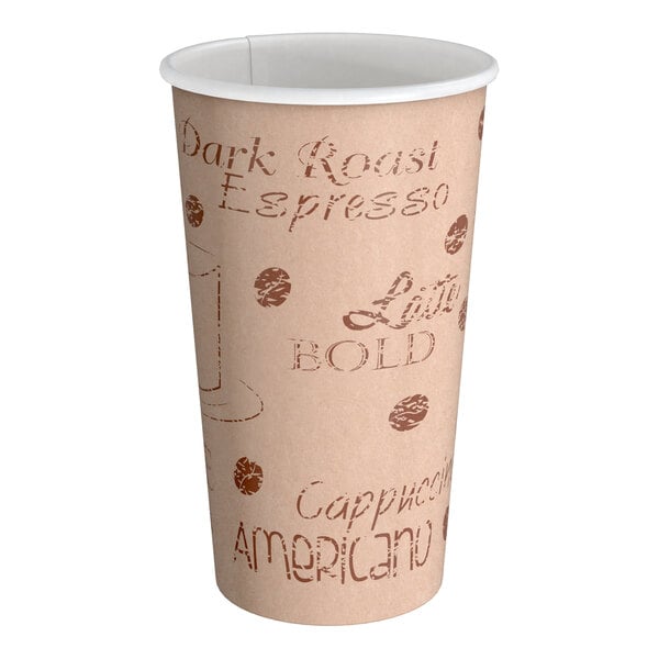 Choice 16 oz. Café Print Poly Paper Hot Cup - 50/Pack