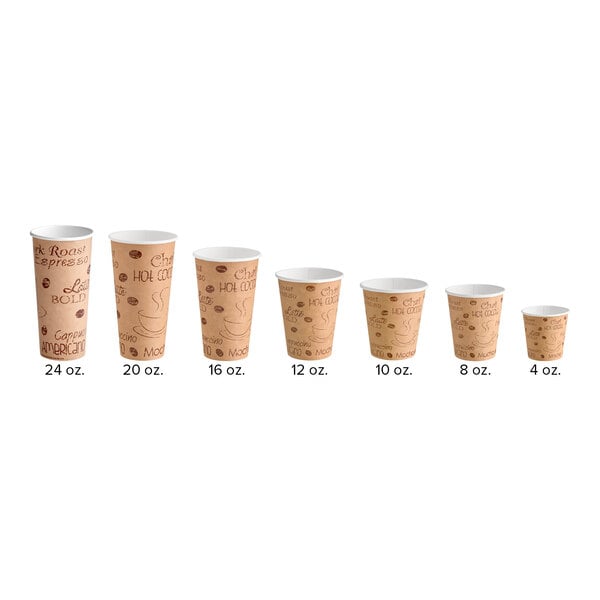 Choice 16 oz. Cafe Print Poly Paper Hot Cup - 50/Pack