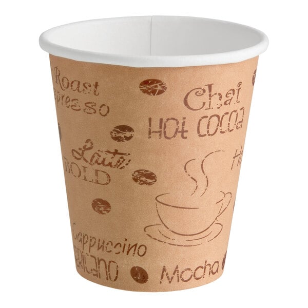 Choice 10 oz. Cafe Print Poly Paper Hot Cup - 50/Pack