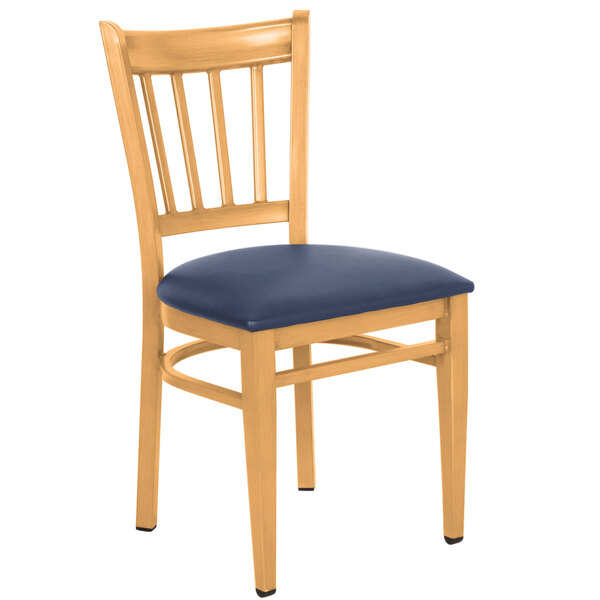Lancaster Table Seating Spartan Series Metal Slat Back Chair With Lancaster Table Seating Spartan Series Metal Slat Back Chair With Natural Wood Grain Finish And