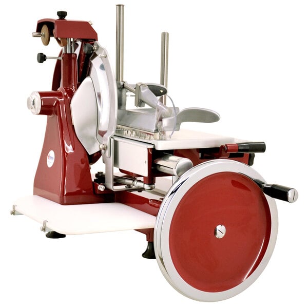 a red and silver slicer