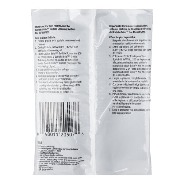 A package of 3M 200CC 4" x 5 1/2" Scotch-Brite griddle screens containing 20 pieces.