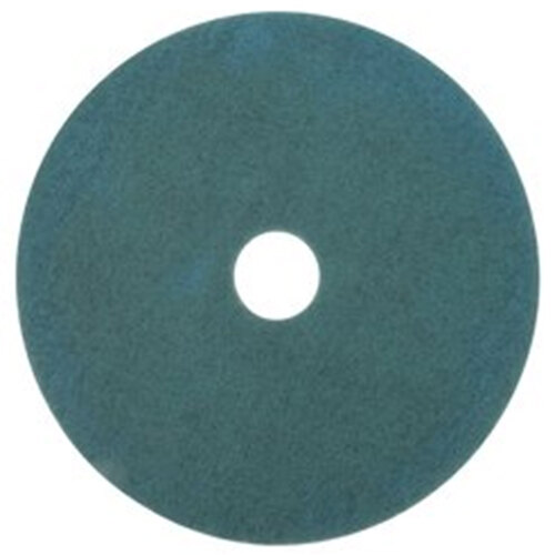 A blue 3M Aqua Burnishing floor pad with a hole in the center.