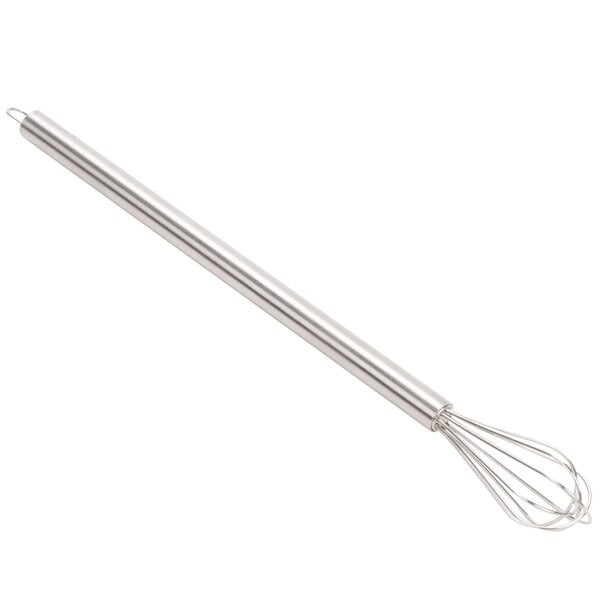 An American Metalcraft stainless steel mini bar whisk with a handle.