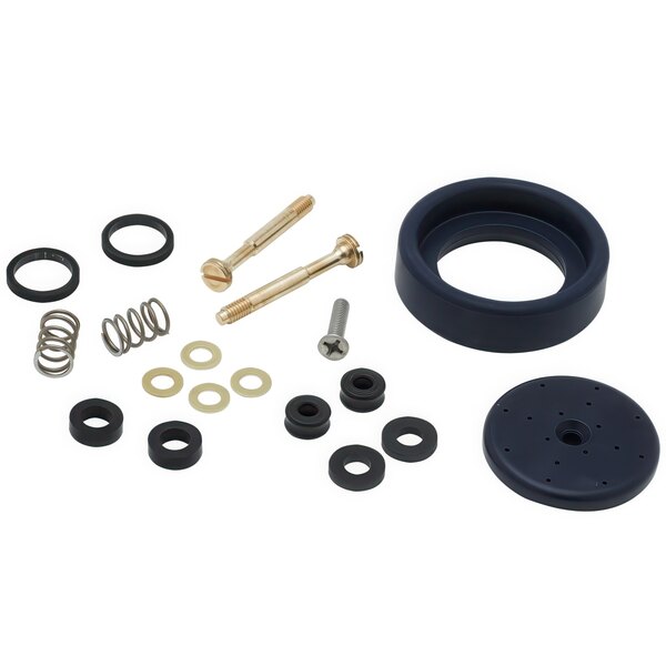 A T&S black rubber seal kit with metal rings and bolts.