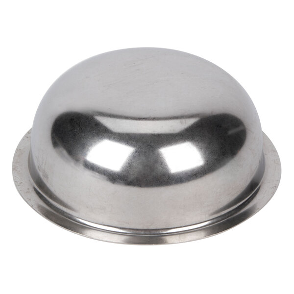 A Vollrath stainless steel butter melter cup on a table.