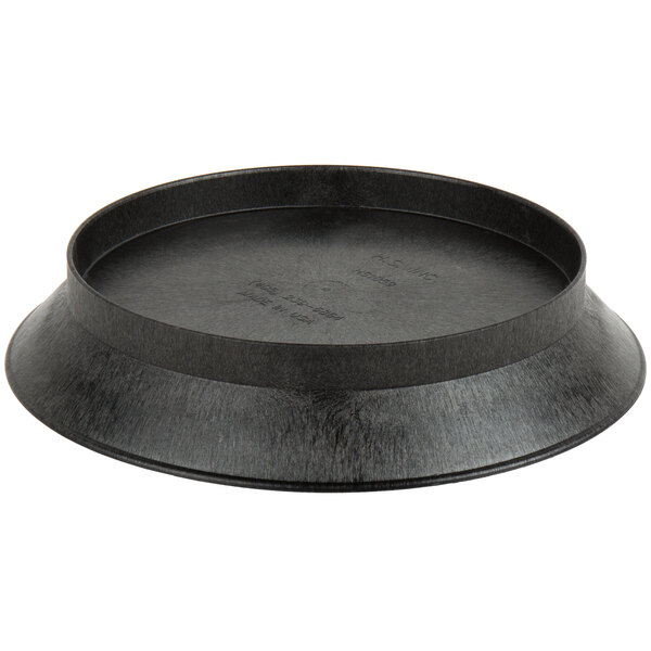 A black round polypropylene deli server with a circular rim.