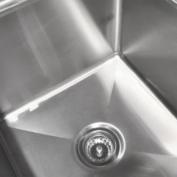 A stainless steel Advance Tabco one compartment pot sink with a right drainboard.