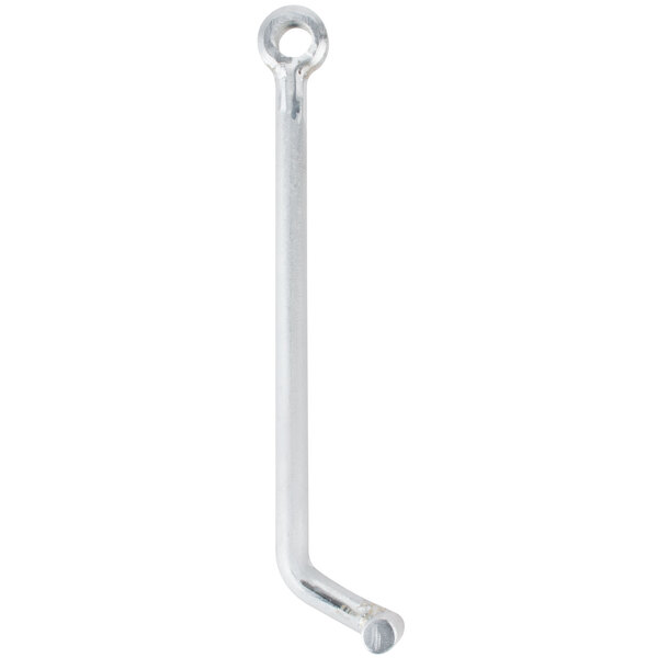 An Avantco silver metal pull rod with a hole.