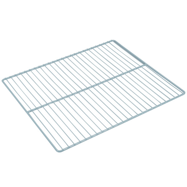An Avantco coated wire shelf with a wire grid on it.