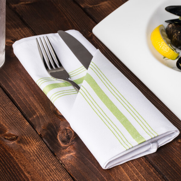 Marko 53771822NH076 Lime Green Softweave Bistro Striped Cloth Napkins