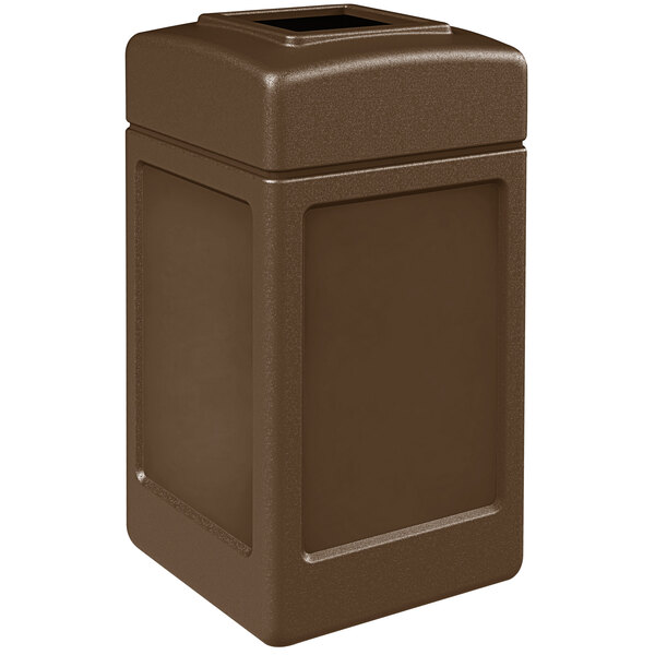 Commercial Zone 732137 Open Top Square Trash Can Waste Basket Container Brown 