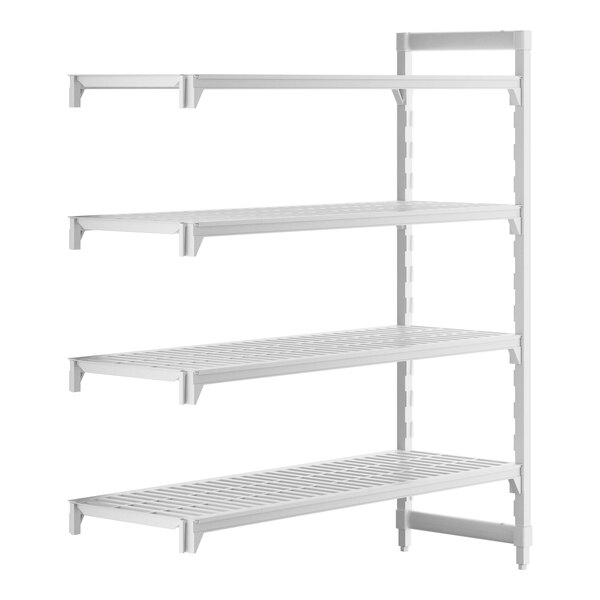 A white Cambro Camshelving® Premium add on unit with shelves.