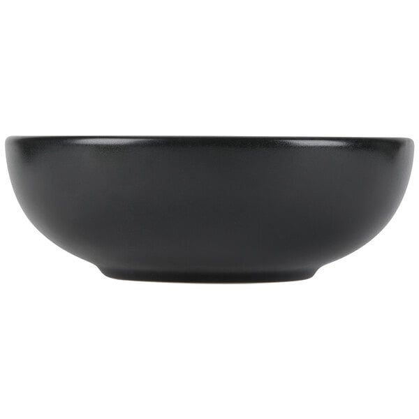 A black bowl with a white background.