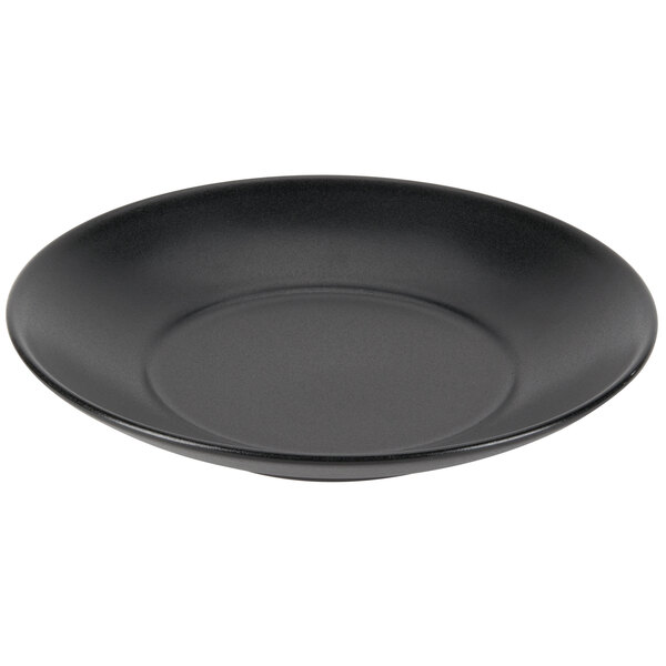 A black bowl with a white background.