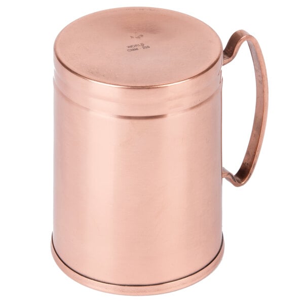 A Libbey copper Moscow Mule mug with a handle.