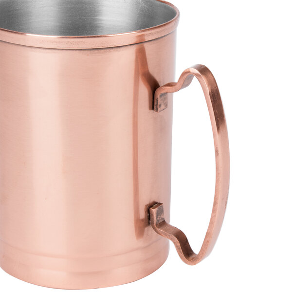 A Libbey copper Moscow Mule mug with a handle.