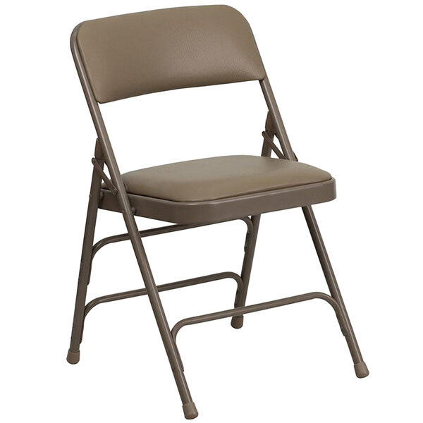 National Public Seating Padded Folding Chair ( Beige Vinyl / Beige Frame ) 3201 Folding
