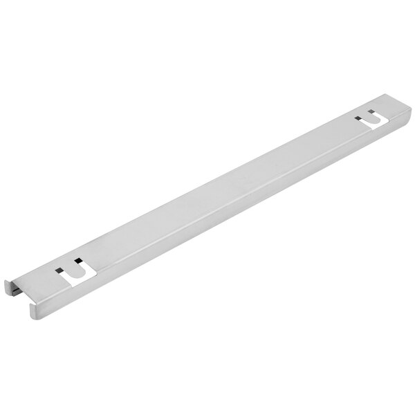 A stainless steel Avantco left rack assembly with two holes on a long metal bar.