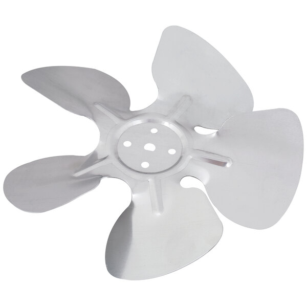 A close-up of an Avantco metal fan blade.