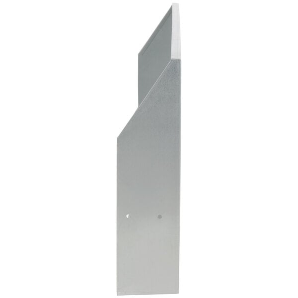 A white rectangular metal wind guard cover with a hole in the middle.