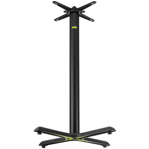 A black FLAT Tech bar height table base with a black pole.