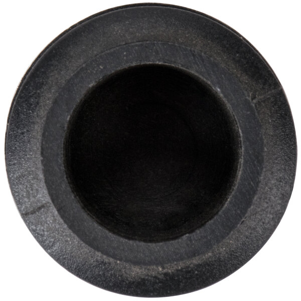 A black round object with a hole in the middle.