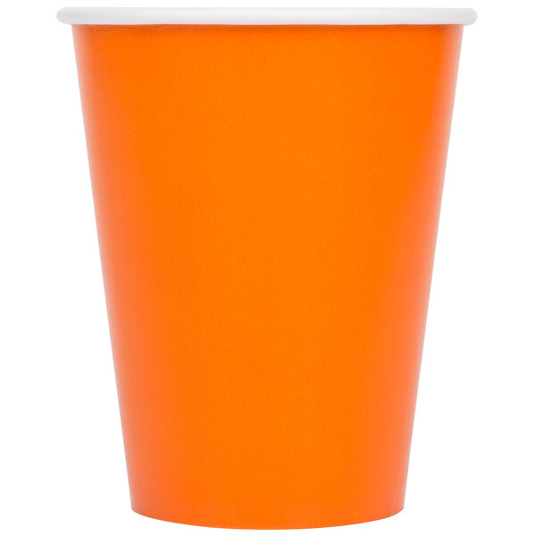 Creative Converting 56191B 9 oz. Sunkissed Orange Poly Paper Hot / Cold ...