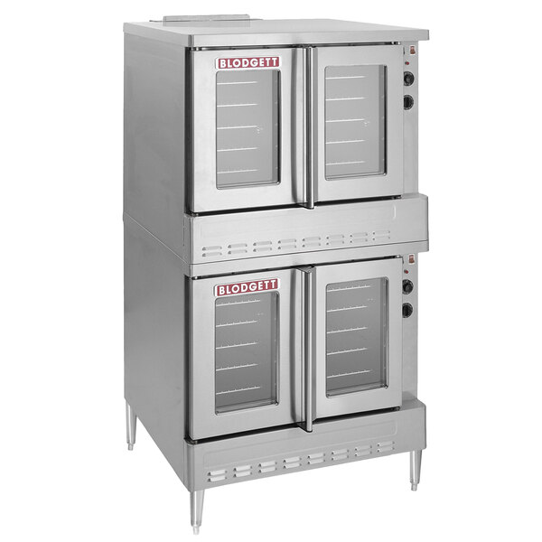 A stainless steel Blodgett ZEPHAIRE-200-G double convection oven with glass doors.