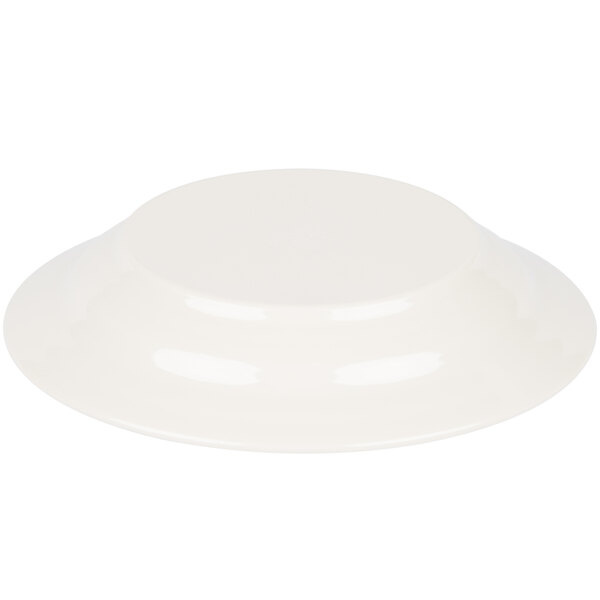 A white Carlisle melamine bowl with a round top.