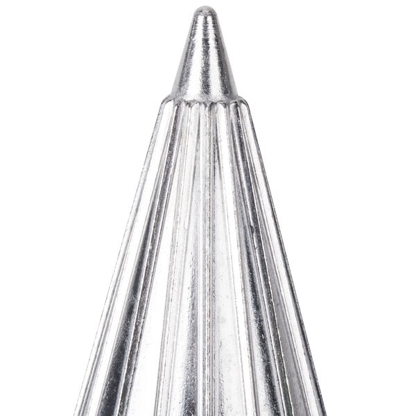 A close-up of a silver Waring waffle cone rolling and forming tool.