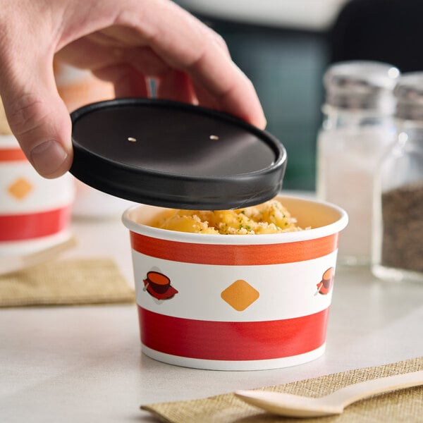 Choice 8 oz. Double Poly-Coated Paper Soup / Hot Food Cup with Black Vented Paper Lid - 250/Case