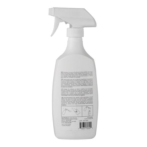 A white plastic spray bottle of Urnex Cafe Sprayz Coffee Equipment Spray Cleaner.
