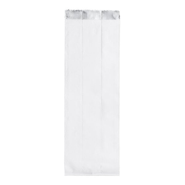 A white paper bag with silver foil.