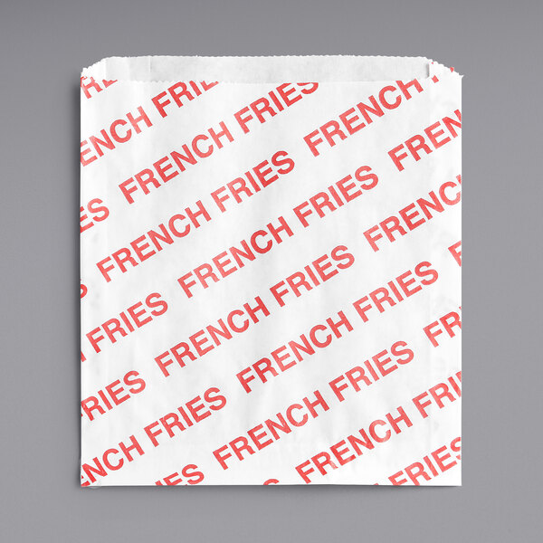 Large Printed French Fry Bag 6 x 3/4 x 6 1/2 for Restaurant Party 