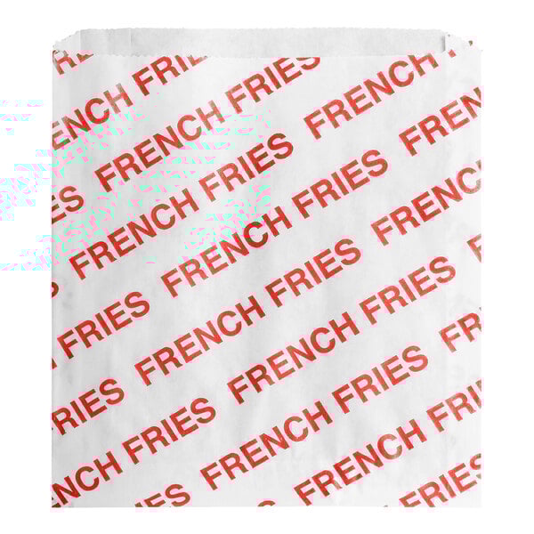 A white Carnival King French fry bag with red text.