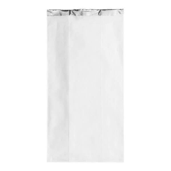 A white bag with a silver foil top.