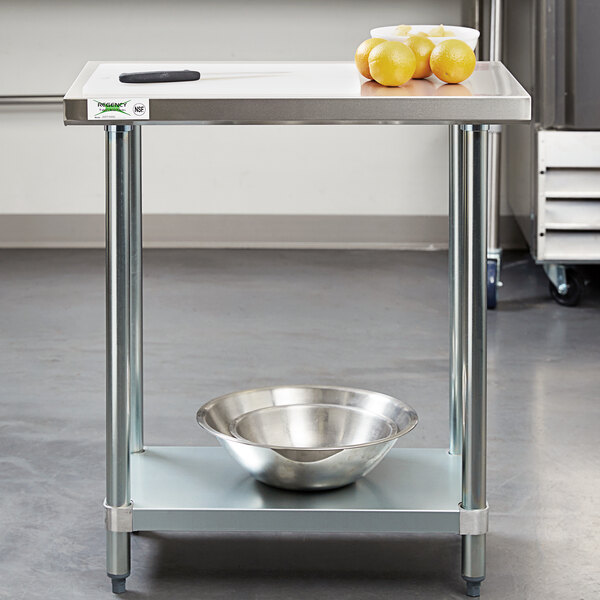 Regency 18 X 30 18 Gauge 304 Stainless Steel Commercial Work Table With Galvanized Legs And Undershelf