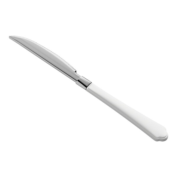 Visions Empire 7 1/2" Silver Heavy Weight Plastic Knife with White Handle - 480/Case