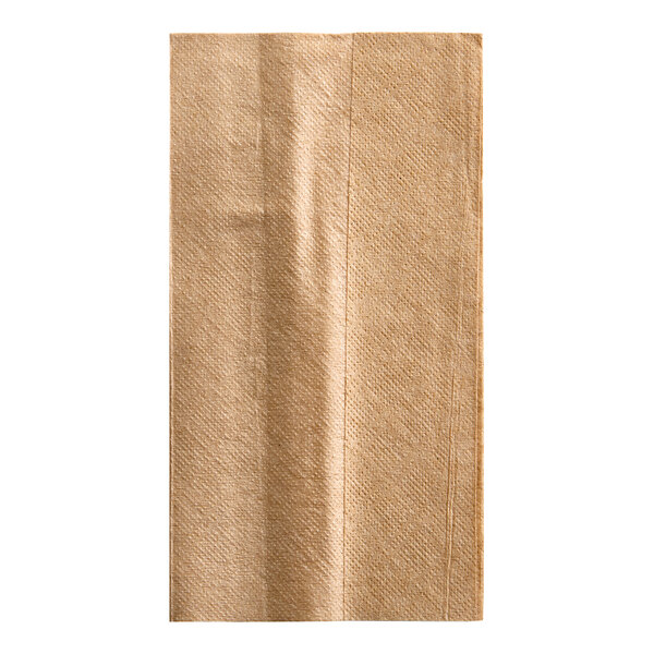 A brown kraft natural tall-fold dispenser napkin.