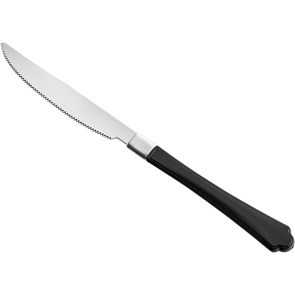 Visions 7 1/2 Silver Heavy Weight Plastic Knife with Black Handle -  480/Case